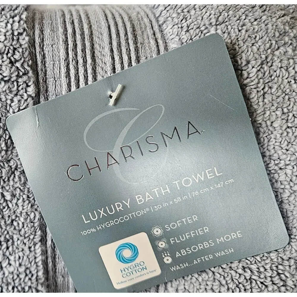 CHARISMA Luxury Bath Towel Okeo-tex Gray Blue Soft Cotton Blend NEW COSTCO